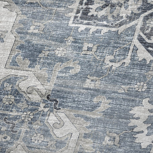 50" X 70" Blue And Ivory Floral Polyester Woven Plush Throw Blanket