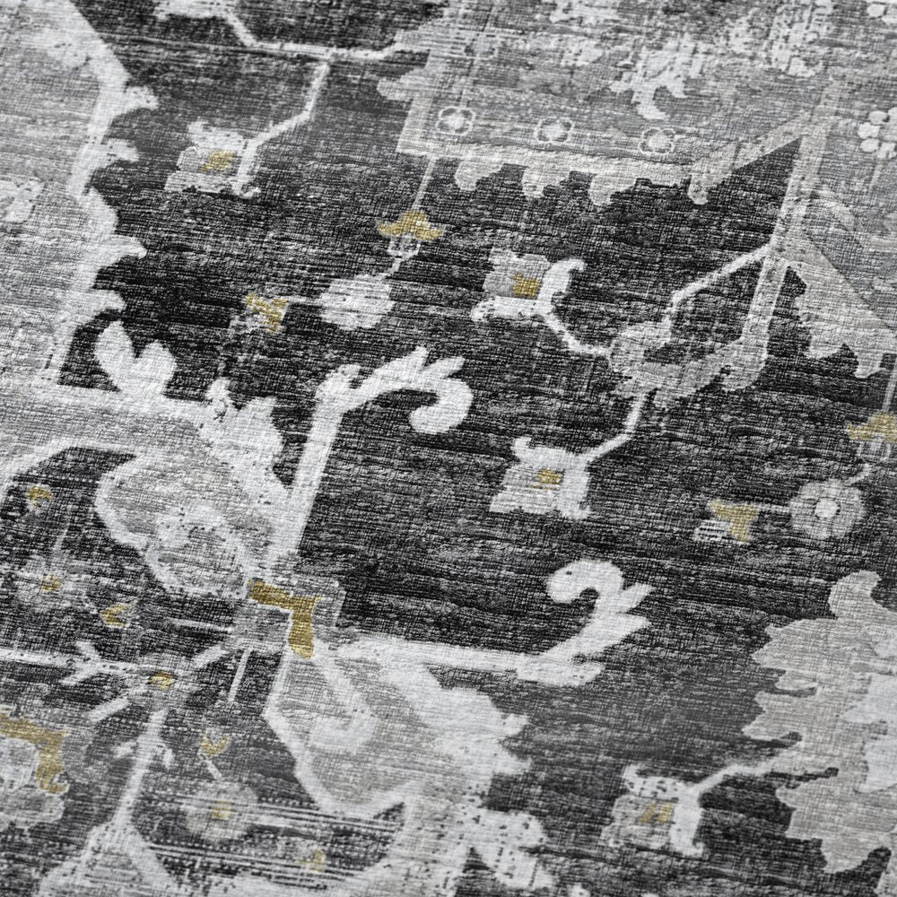 50" X 70" Charcoal Gold And Gray Floral Polyester Woven Plush Throw Blanket