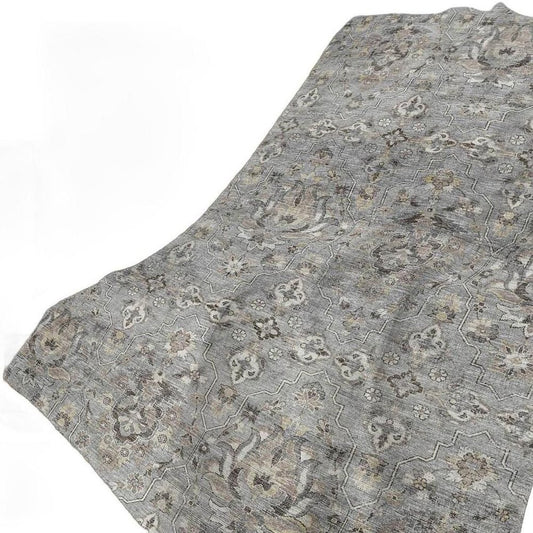 50" X 70" Charcoal And Gray Floral Polyester Woven Plush Throw Blanket