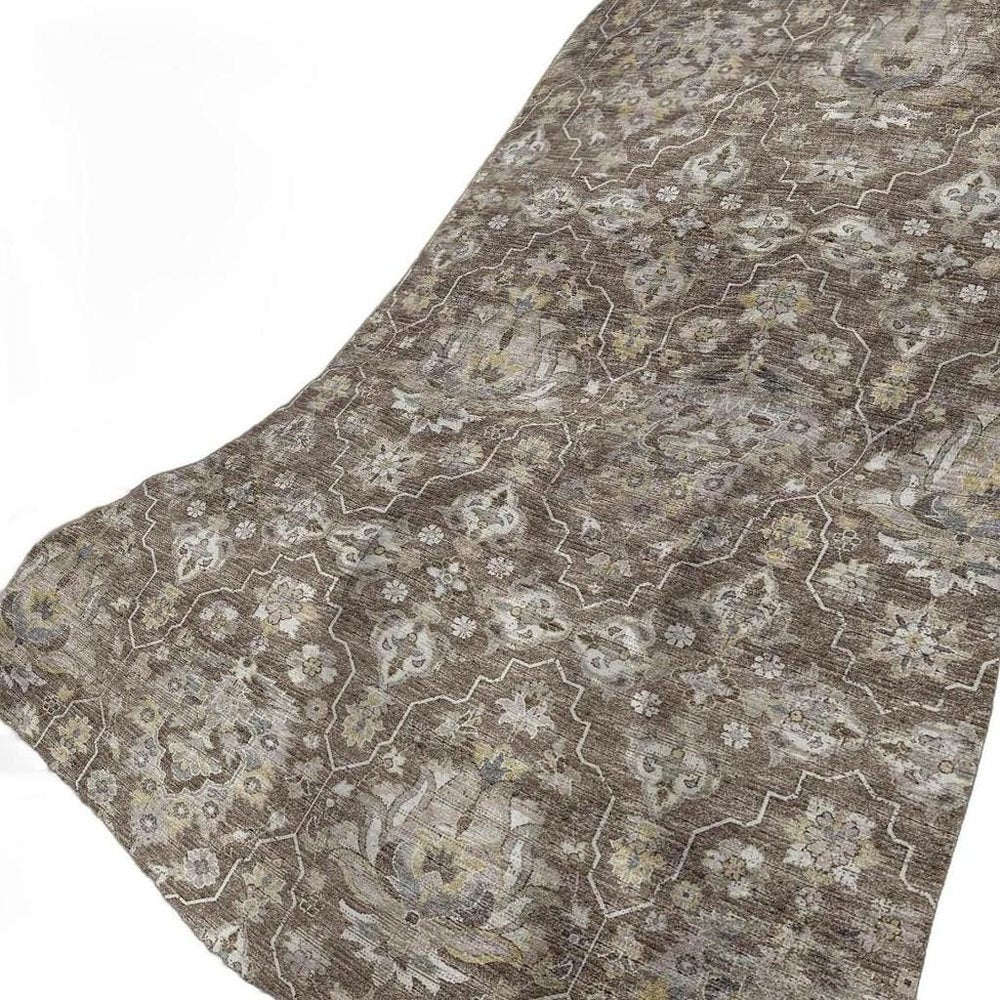 50" X 70" Chocolate And Ivory Floral Polyester Woven Plush Throw Blanket