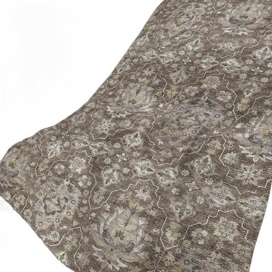 50" X 70" Chocolate And Ivory Floral Polyester Woven Plush Throw Blanket