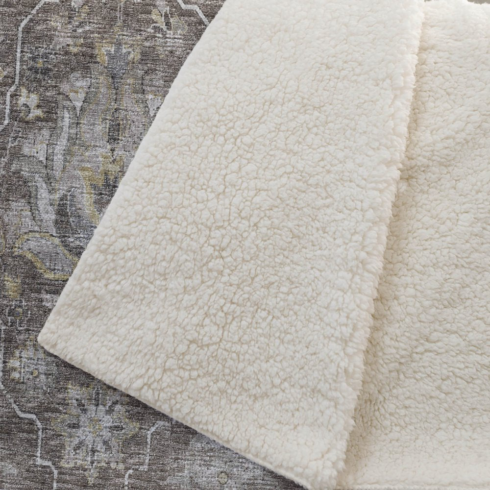 50" X 70" Chocolate And Ivory Floral Polyester Woven Plush Throw Blanket