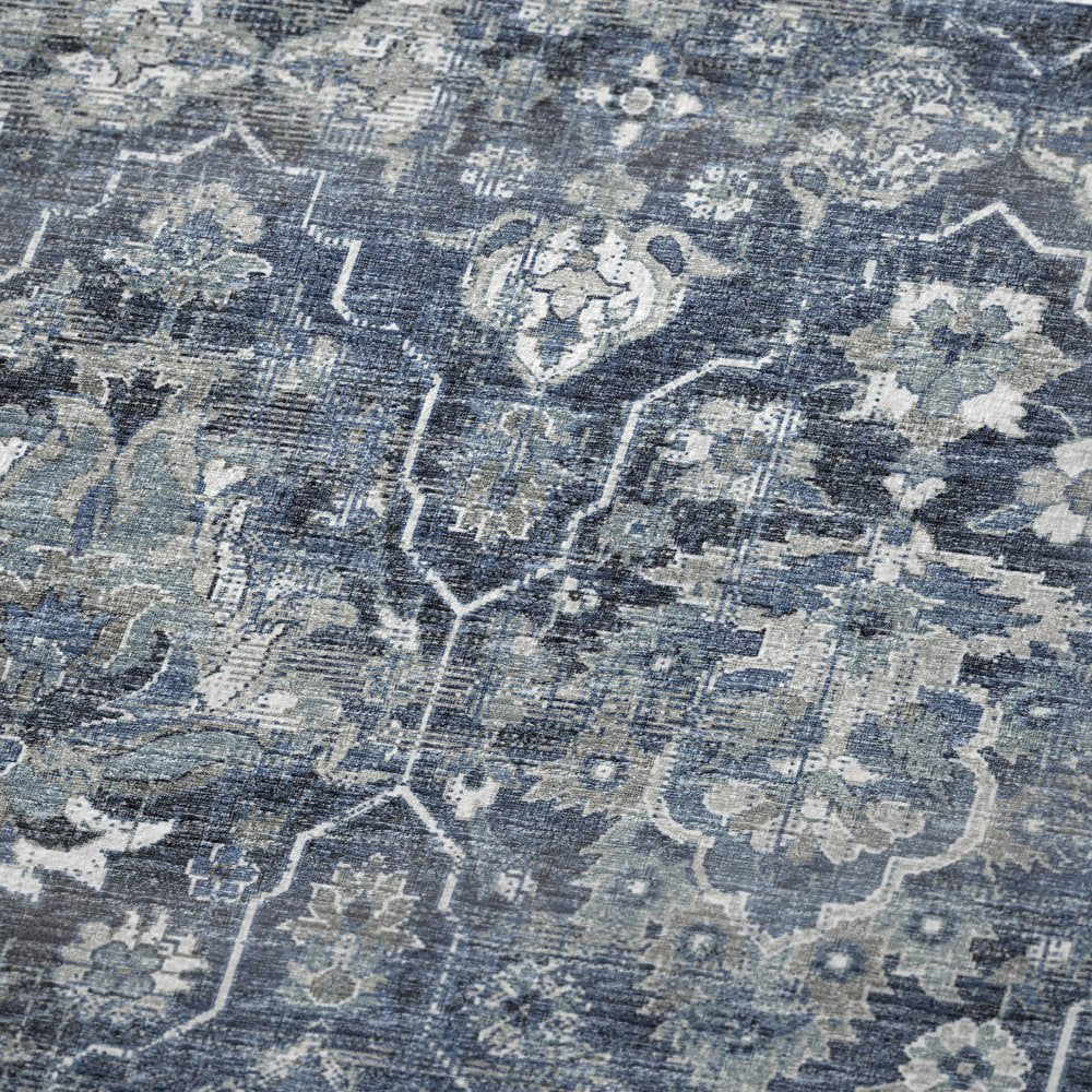 50" X 70" Blue Gray And Ivory Floral Polyester Woven Plush Throw Blanket