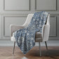 50" X 70" Blue Gray And Ivory Floral Polyester Woven Plush Throw Blanket
