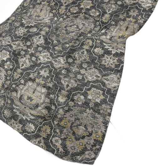 50" X 70" Charcoal Ivory And Coffee Floral Polyester Woven Plush Throw Blanket