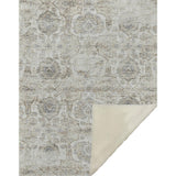 50" X 70" Linen Coffee And Ivory Damask Microfiber Plush Throw Blanket