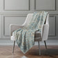 50" X 70" Ivory Coffee And Teal Damask Polyester Woven Plush Throw Blanket