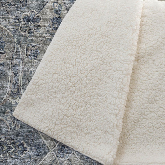 50" X 70" Blue And Pewter Damask Plush Throw Blanket
