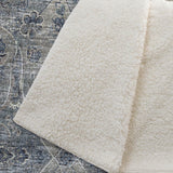 50" X 70" Blue And Pewter Damask Plush Throw Blanket