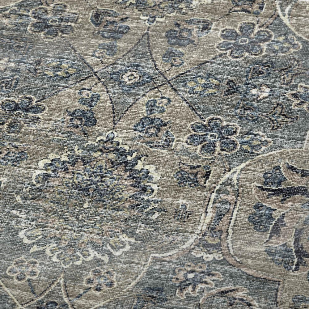 50" X 70" Blue And Pewter Damask Plush Throw Blanket