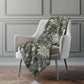 50" X 70" Beige Blue And Gold Floral Polyester Woven Plush Throw Blanket