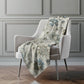 50" X 70" Blue Charcoal And Ivory Floral Polyester Woven Plush Throw Blanket