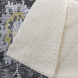 50" X 70" Gray And Gold Floral Polyester Woven Plush Throw Blanket