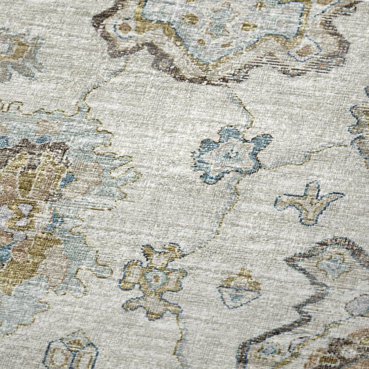 50" X 70" Linen Coffee And Teal Floral Polyester Woven Plush Throw Blanket