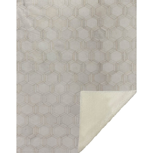 50" X 70" Ivory And Beige Geometric Microfiber Plush Throw Blanket