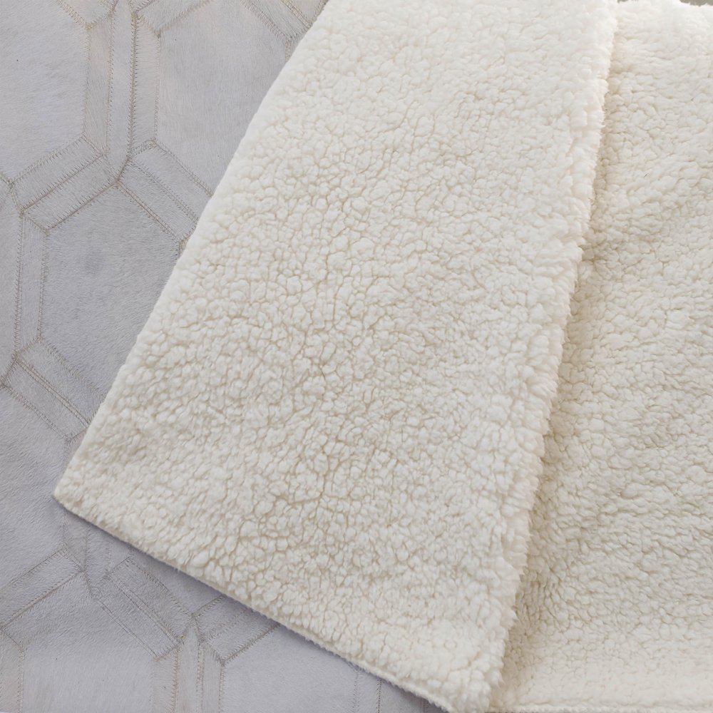 50" X 70" Ivory And Beige Geometric Microfiber Plush Throw Blanket