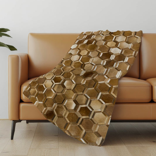 50" X 70" Brown And Beige Geometric Polyester Woven Plush Throw Blanket
