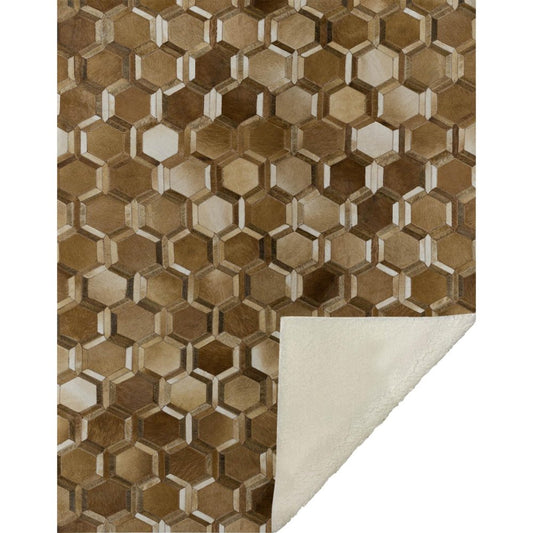 50" X 70" Brown And Beige Geometric Microfiber Plush Throw Blanket