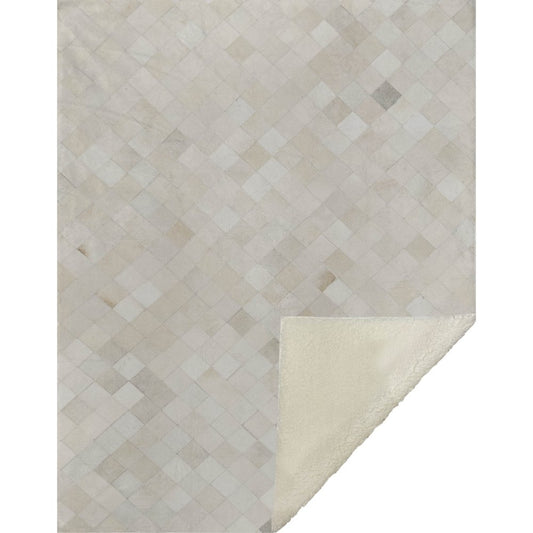 50" X 70" Ivory And Beige Geometric Microfiber Plush Throw Blanket