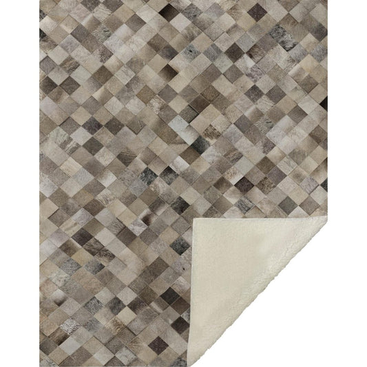 50" X 70" Gray Beige And Black Geometric Microfiber Plush Throw Blanket