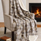 50" X 70" Gray Beige And Black Geometric Microfiber Plush Throw Blanket