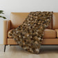 50" X 70" Brown Beige And Ivory Geometric Polyester Woven Plush Throw Blanket