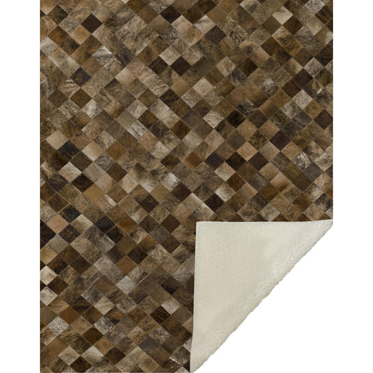 50" X 70" Brown Beige And Ivory Geometric Microfiber Plush Throw Blanket