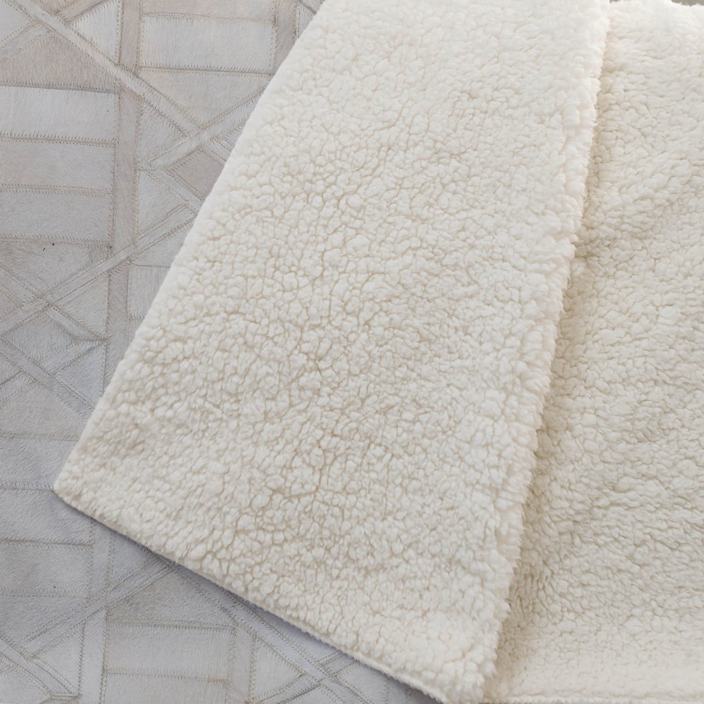 50" X 70" Ivory And Beige Microfiber Geometric Plush Throw Blanket
