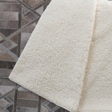 50" X 70" Gray Black And Beige Geometric Polyester Woven Plush Throw Blanket
