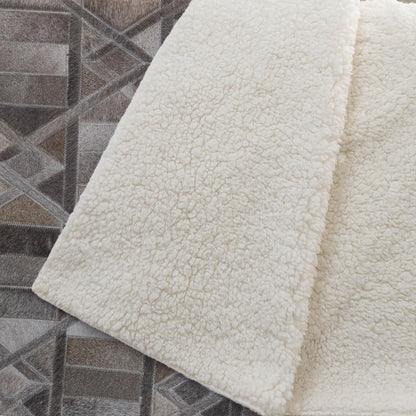50" X 70" Gray Black And Beige Geometric Plush Throw Blanket