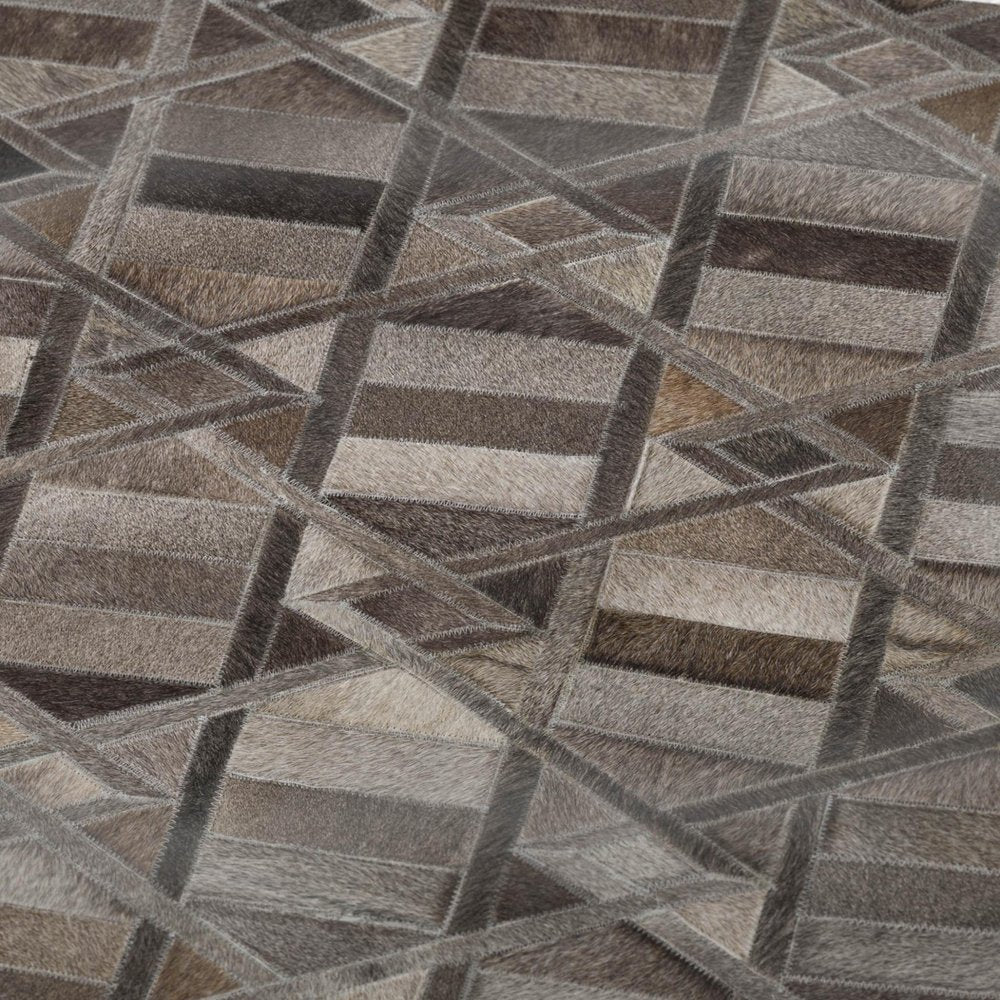 50" X 70" Gray Black And Beige Geometric Plush Throw Blanket