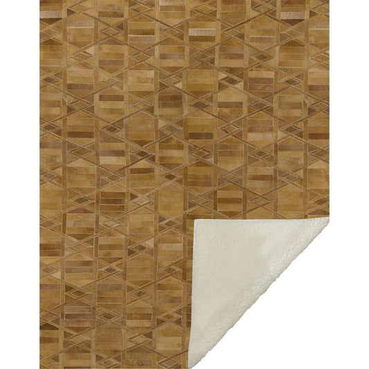 50" X 70" Brown Beige And Coffee Geometric Microfiber Plush Throw Blanket