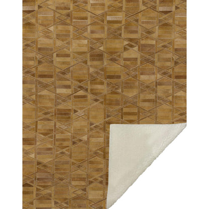 50" X 70" Brown Beige And Coffee Geometric Microfiber Plush Throw Blanket