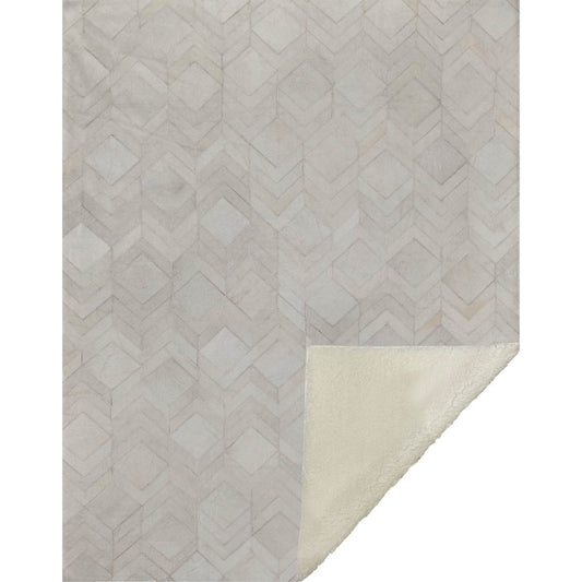 50" X 70" Ivory And Beige Geometric Microfiber Plush Throw Blanket