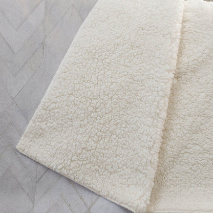 50" X 70" Ivory And Beige Geometric Polyester Woven Plush Throw Blanket