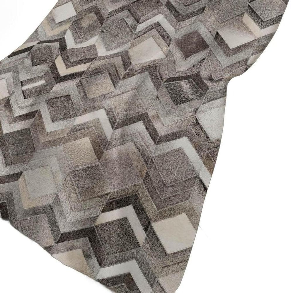 50" X 70" Gray And Ivory Geometric Polyester Woven Plush Throw Blanket