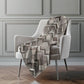 50" X 70" Gray And Ivory Geometric Polyester Woven Plush Throw Blanket