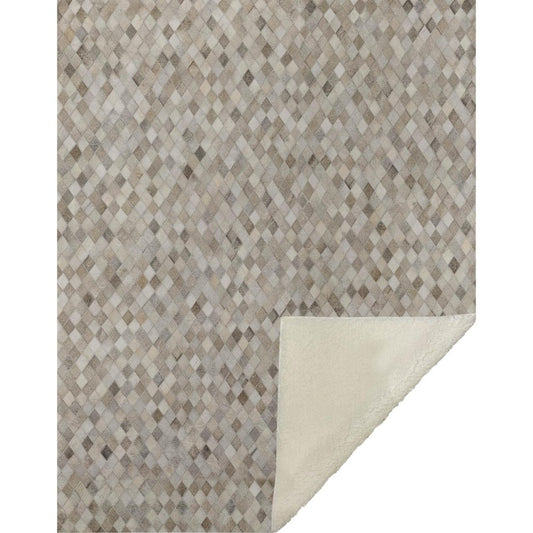 50" X 70" Gray Beige And Ivory Geometric Microfiber Plush Throw Blanket