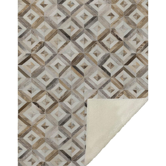 50" X 70" Gray And Brown Geometric Microfiber Plush Throw Blanket