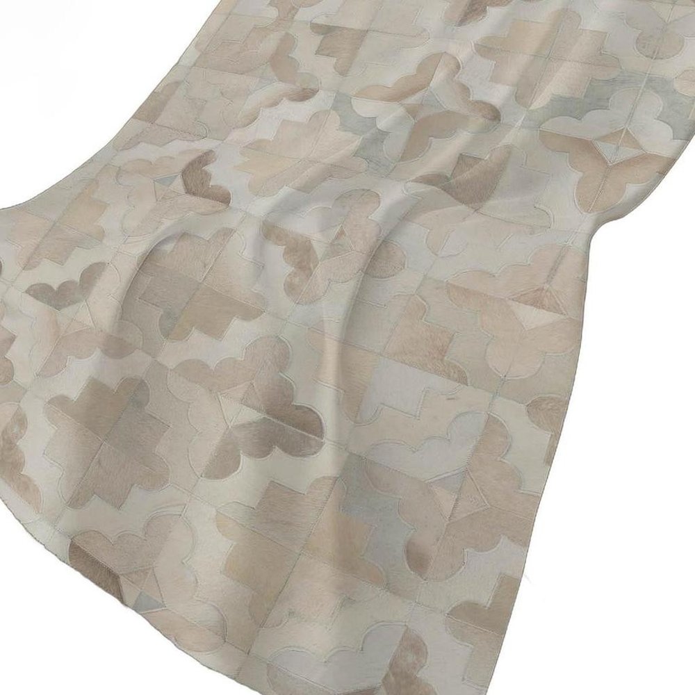 50" X 70" Ivory Beige And Gray Geometric Plush Throw Blanket