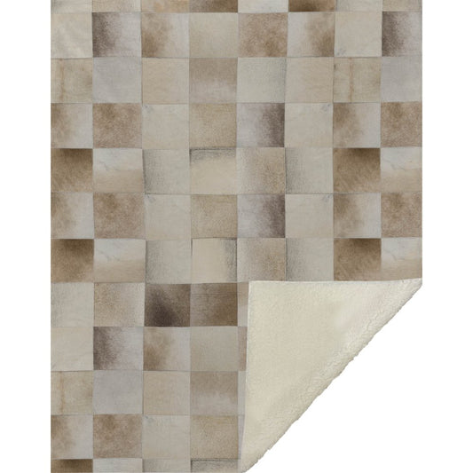 50" X 70" Taupe Ivory And Beige Microfiber Animal Print Plush Throw Blanket
