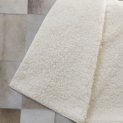 50" X 70" Taupe Ivory And Beige Animal Print Polyester Woven Plush Throw Blanket