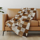 50" X 70" Brown And Ivory Animal Print Polyester Woven Plush Throw Blanket