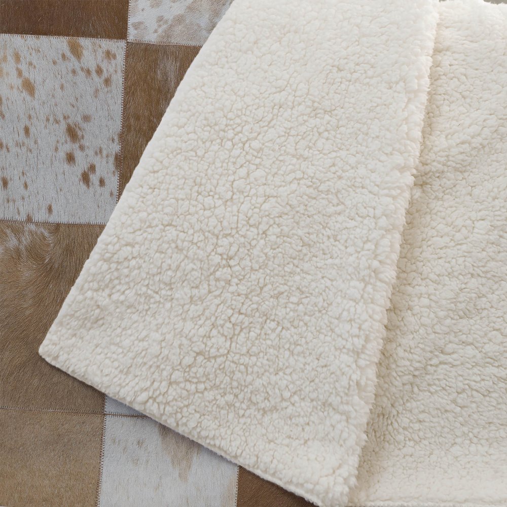 50" X 70" Brown And Ivory Animal Print Polyester Woven Plush Throw Blanket