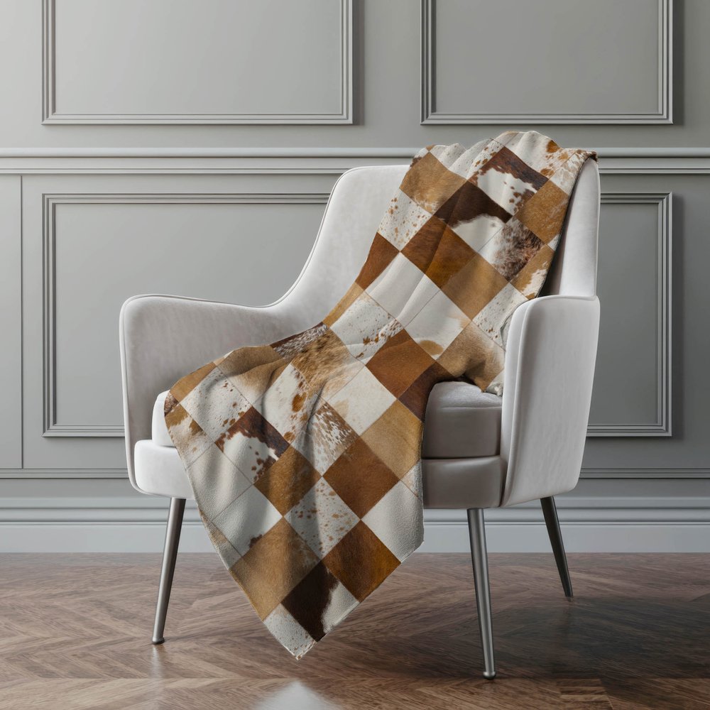 50" X 70" Brown And Ivory Animal Print Polyester Woven Plush Throw Blanket