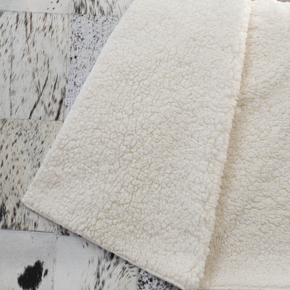 50" X 70" Granite Gray Black And Ivory Animal Print Polyester Woven Plush Throw Blanket