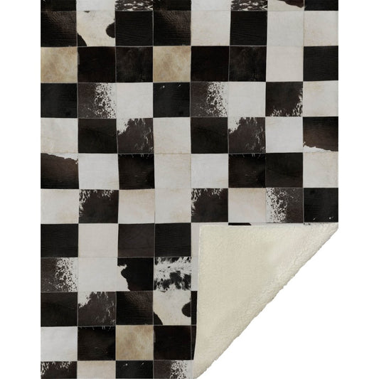50" X 70" Black Ivory And Beige Microfiber Animal Print Plush Throw Blanket