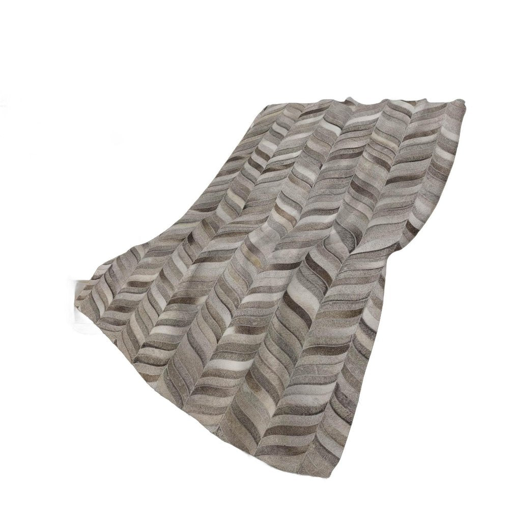 50" X 70" Gray Ivory And Beige Abstract Polyester Woven Plush Throw Blanket