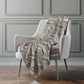 50" X 70" Gray Ivory And Beige Abstract Polyester Woven Plush Throw Blanket
