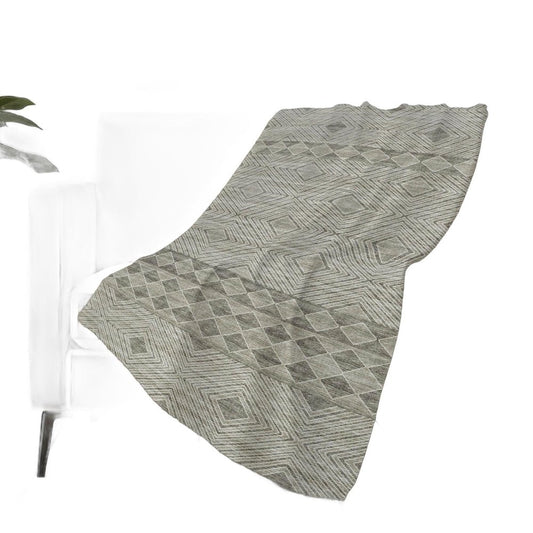 50" X 70" Taupe And Ivory Geometric Plush Throw Blanket